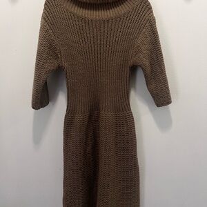 Brown Knit Sweater Dress